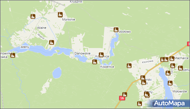 mapa Kopanica gmina Nowinka, Kopanica gmina Nowinka na mapie Targeo