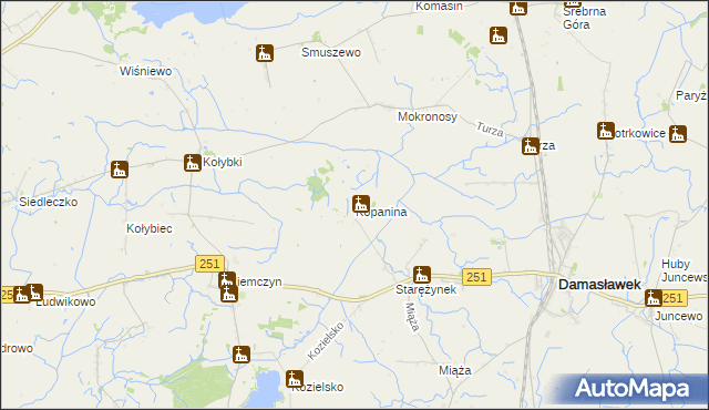 mapa Kopanina gmina Damasławek, Kopanina gmina Damasławek na mapie Targeo
