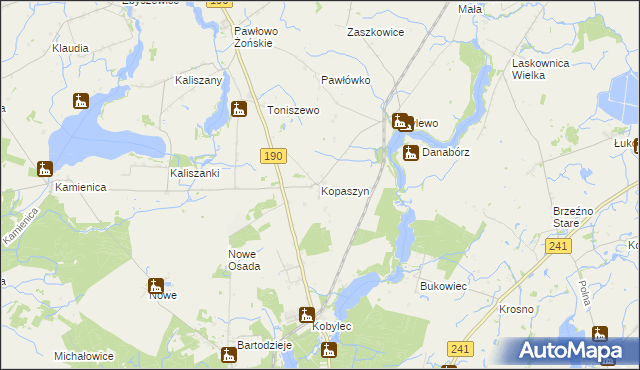 mapa Kopaszyn gmina Wągrowiec, Kopaszyn gmina Wągrowiec na mapie Targeo