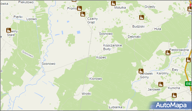 mapa Kopiec gmina Sztabin, Kopiec gmina Sztabin na mapie Targeo