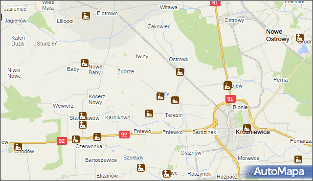 mapa Kopy gmina Krośniewice, Kopy gmina Krośniewice na mapie Targeo