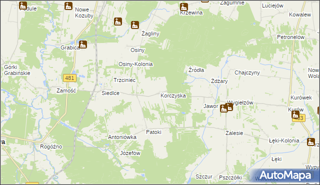 mapa Korczyska, Korczyska na mapie Targeo