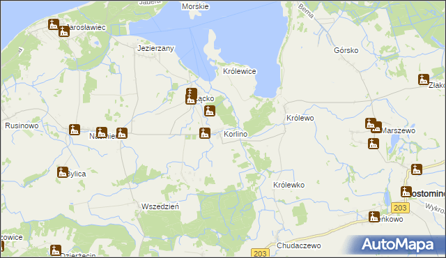 mapa Korlino, Korlino na mapie Targeo