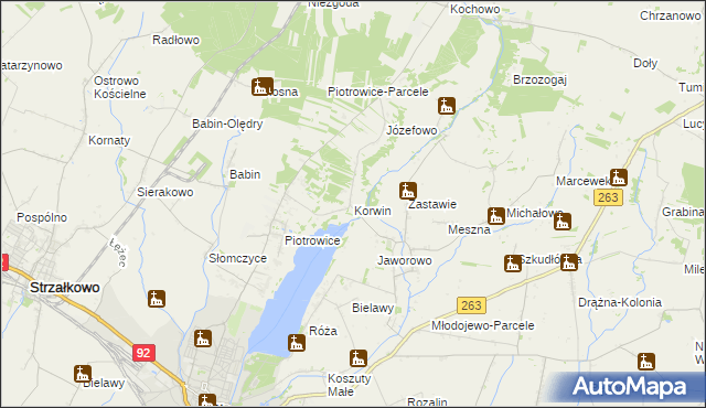 mapa Korwin gmina Słupca, Korwin gmina Słupca na mapie Targeo