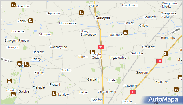 mapa Koryta Osada, Koryta Osada na mapie Targeo