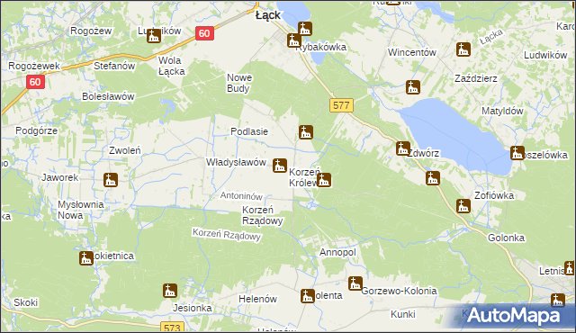 mapa Korzeń Królewski, Korzeń Królewski na mapie Targeo