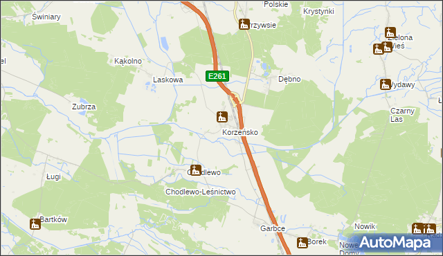 mapa Korzeńsko, Korzeńsko na mapie Targeo