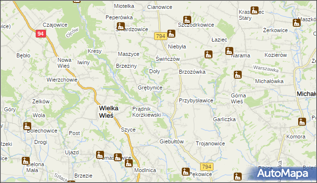 mapa Korzkiew, Korzkiew na mapie Targeo