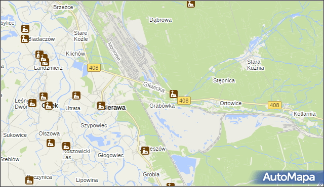 mapa Korzonek gmina Bierawa, Korzonek gmina Bierawa na mapie Targeo