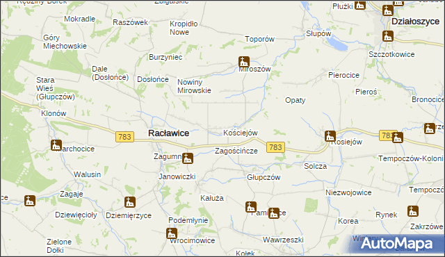 mapa Kościejów, Kościejów na mapie Targeo