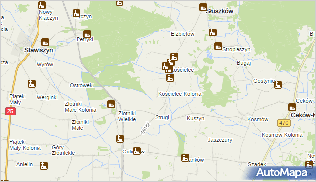 mapa Kościelec-Kolonia, Kościelec-Kolonia na mapie Targeo