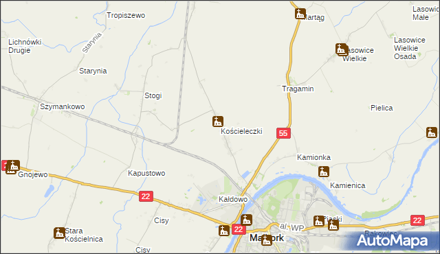 mapa Kościeleczki, Kościeleczki na mapie Targeo