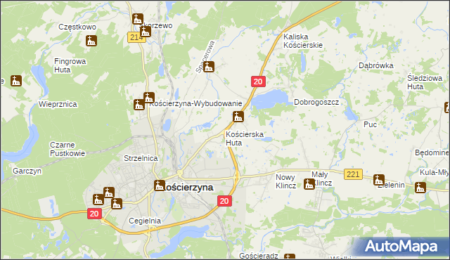 mapa Kościerska Huta, Kościerska Huta na mapie Targeo