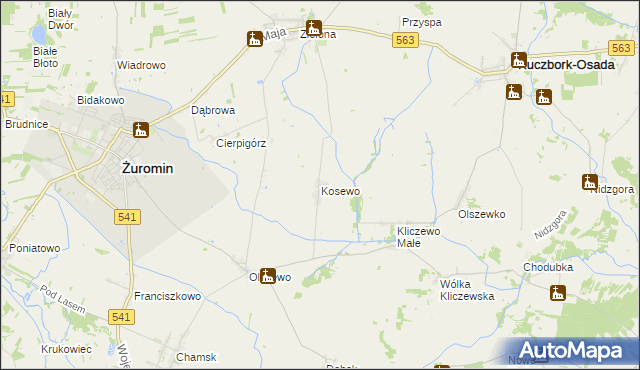 mapa Kosewo gmina Żuromin, Kosewo gmina Żuromin na mapie Targeo