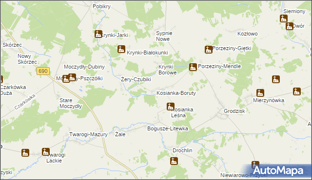 mapa Kosianka-Boruty, Kosianka-Boruty na mapie Targeo