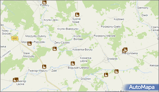 mapa Kosianka-Trojanówka, Kosianka-Trojanówka na mapie Targeo