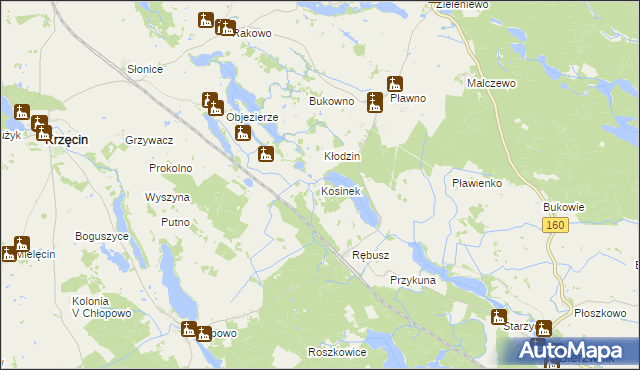 mapa Kosinek, Kosinek na mapie Targeo