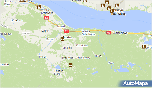 mapa Kosinowo gmina Włocławek, Kosinowo gmina Włocławek na mapie Targeo