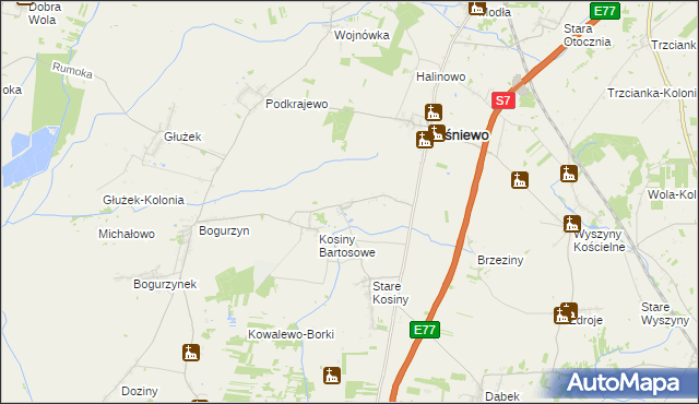 mapa Kosiny Kapiczne, Kosiny Kapiczne na mapie Targeo