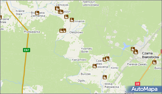 mapa Kosmaty Borek, Kosmaty Borek na mapie Targeo