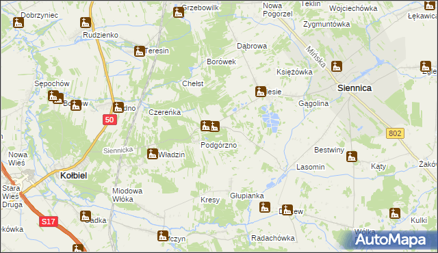 mapa Kośminy, Kośminy na mapie Targeo