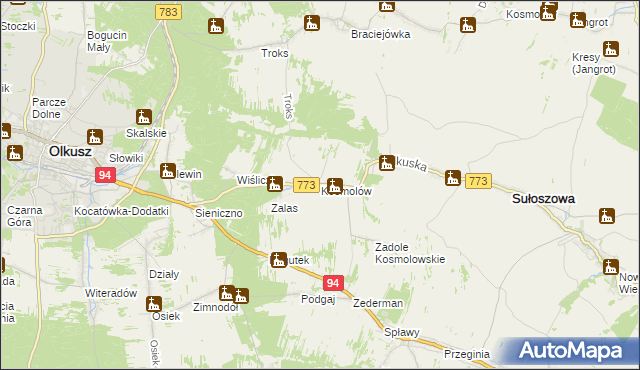 mapa Kosmolów, Kosmolów na mapie Targeo