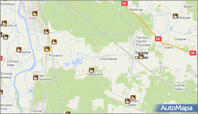 mapa Kosorowice, Kosorowice na mapie Targeo