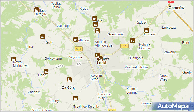 mapa Kosów Lacki, Kosów Lacki na mapie Targeo