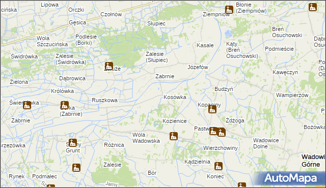 mapa Kosówka gmina Wadowice Górne, Kosówka gmina Wadowice Górne na mapie Targeo