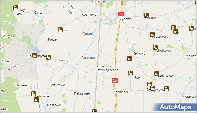 mapa Kosowo gmina Czerniejewo, Kosowo gmina Czerniejewo na mapie Targeo