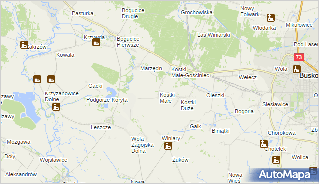 mapa Kostki Małe, Kostki Małe na mapie Targeo