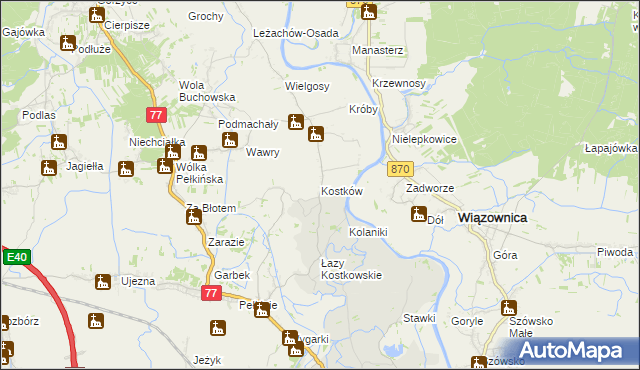 mapa Kostków, Kostków na mapie Targeo