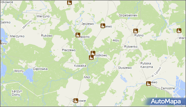 mapa Kostkowo gmina Gniewino, Kostkowo gmina Gniewino na mapie Targeo