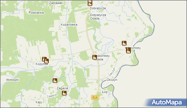 mapa Kostomłoty Osada, Kostomłoty Osada na mapie Targeo