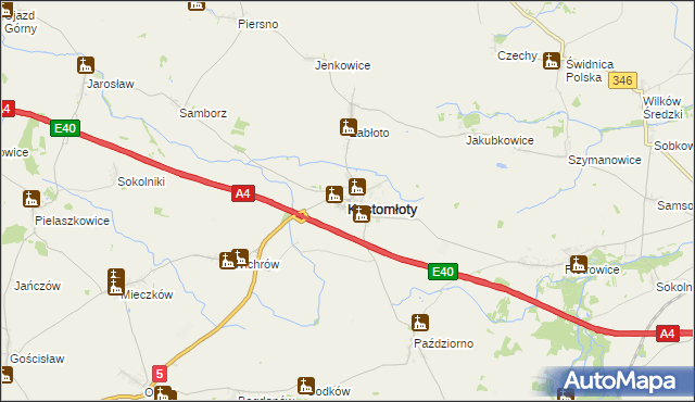 mapa Kostomłoty powiat średzki, Kostomłoty powiat średzki na mapie Targeo