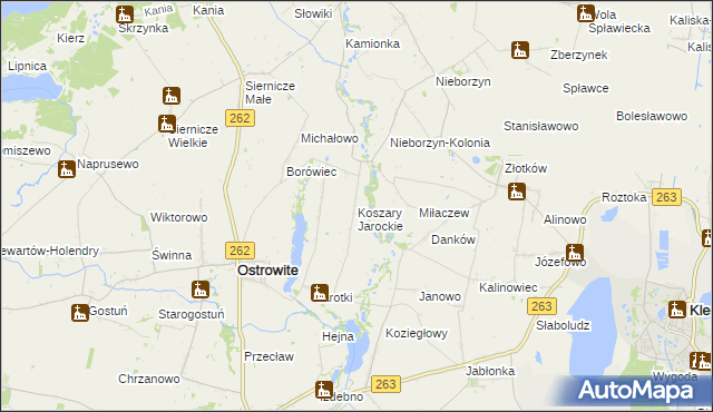 mapa Koszary Jarockie, Koszary Jarockie na mapie Targeo