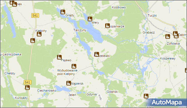 mapa Koszelewki, Koszelewki na mapie Targeo