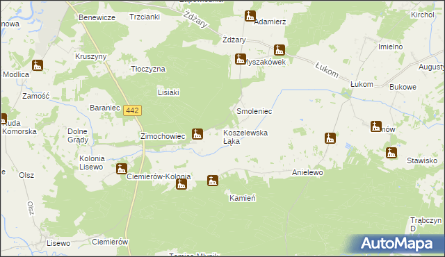 mapa Koszelewska Łąka, Koszelewska Łąka na mapie Targeo