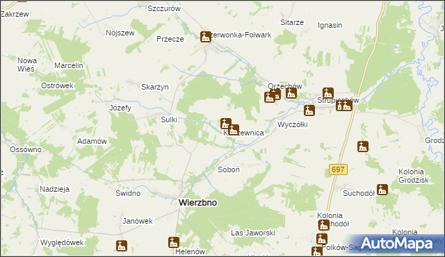 mapa Koszewnica gmina Wierzbno, Koszewnica gmina Wierzbno na mapie Targeo