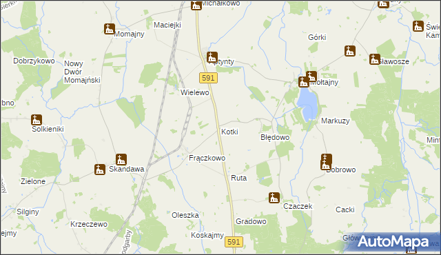 mapa Kotki gmina Barciany, Kotki gmina Barciany na mapie Targeo