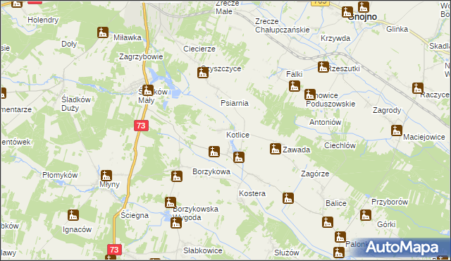 mapa Kotlice gmina Chmielnik, Kotlice gmina Chmielnik na mapie Targeo