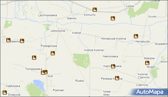 mapa Kotlice-Kolonia, Kotlice-Kolonia na mapie Targeo