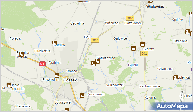 mapa Kotliszowice, Kotliszowice na mapie Targeo