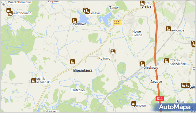 mapa Kotłowo gmina Biesiekierz, Kotłowo gmina Biesiekierz na mapie Targeo