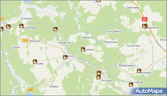 mapa Kotłowo gmina Kępice, Kotłowo gmina Kępice na mapie Targeo