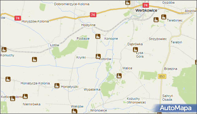 mapa Kotorów, Kotorów na mapie Targeo