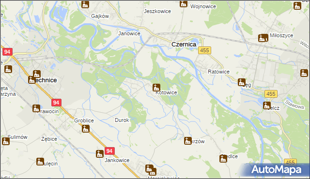 mapa Kotowice gmina Siechnice, Kotowice gmina Siechnice na mapie Targeo