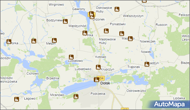 mapa Kotowo gmina Dolsk, Kotowo gmina Dolsk na mapie Targeo