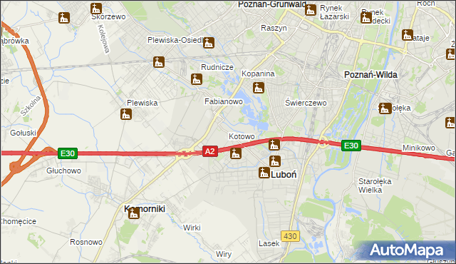 mapa Kotowo gmina Poznań, Kotowo gmina Poznań na mapie Targeo