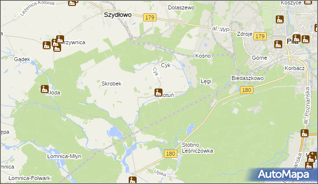mapa Kotuń gmina Szydłowo, Kotuń gmina Szydłowo na mapie Targeo